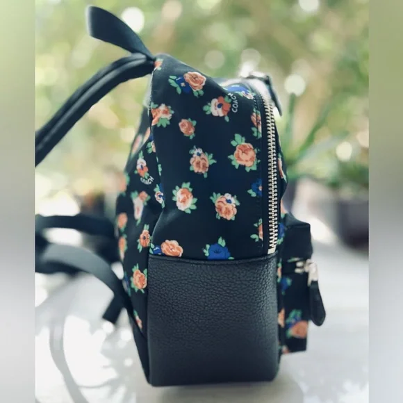 COACH Mini Charlie Nylon Backpack In Tea Rose Floral Print - Picture 3 of 8
